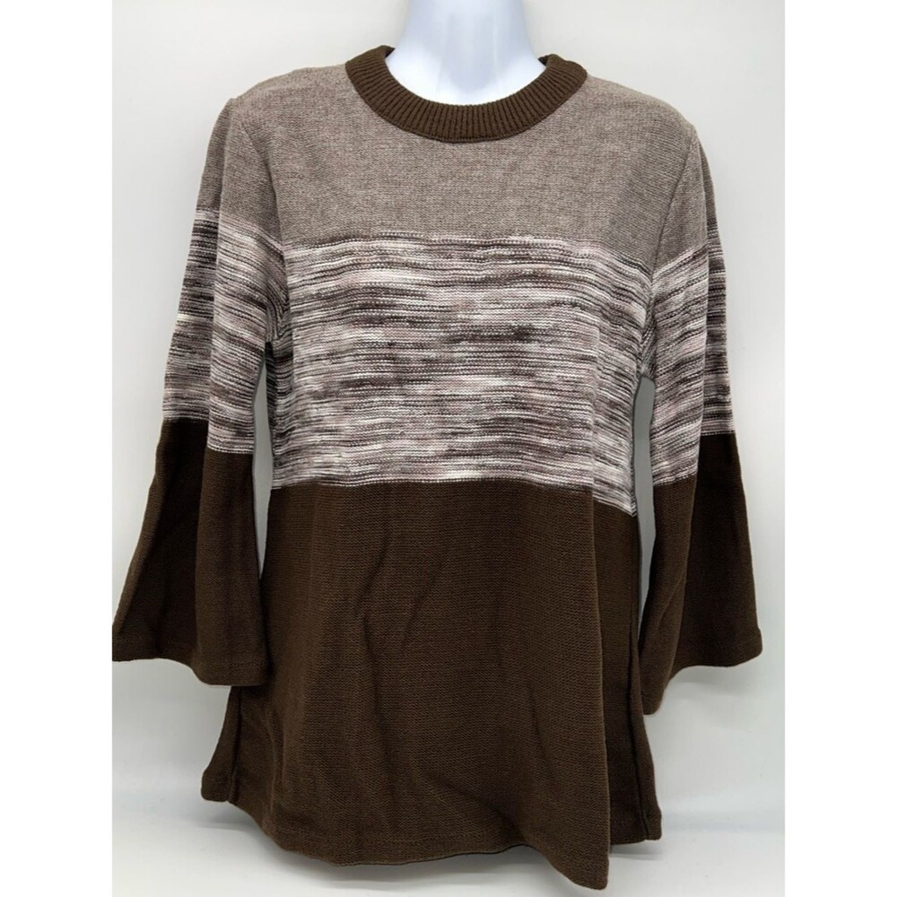 NWOT VTG Devon Vintage Crew Neck Long Sleeve Color-Block Tunic Sweater-Size M